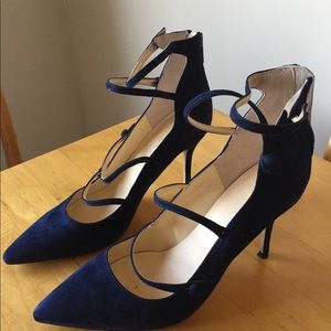 Ivanka Trump Navy Blue suede heels